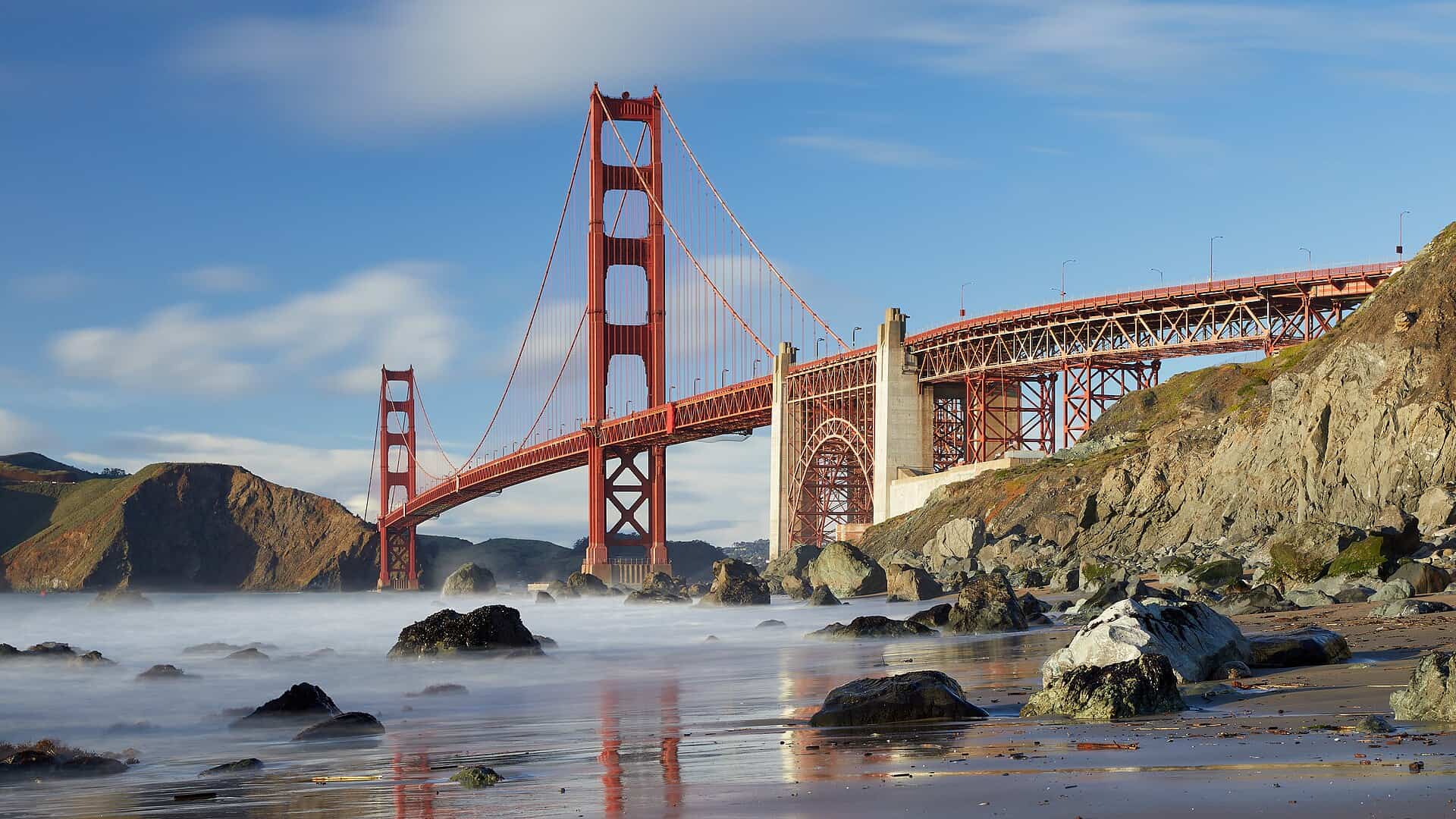 The Golden Gate Bridge viewed from Marshall’s Beach in San Francisco