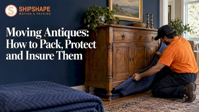 Mover padding an antique oak sideboard