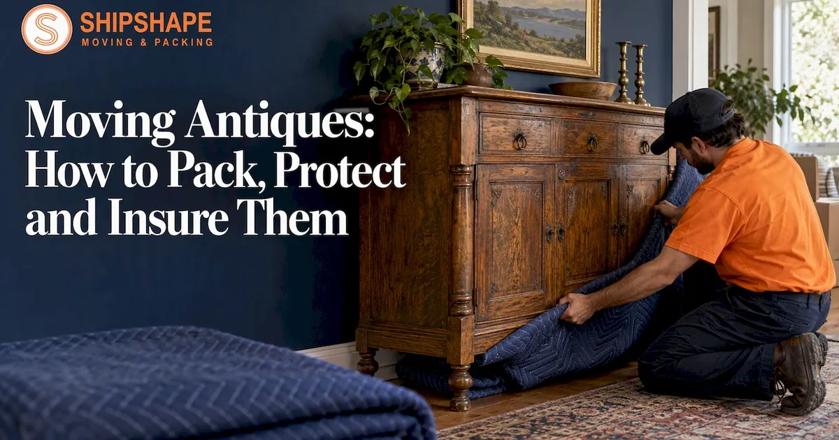 Mover padding an antique oak sideboard
