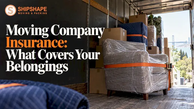 Wrapped furniture secured inside a moving truck