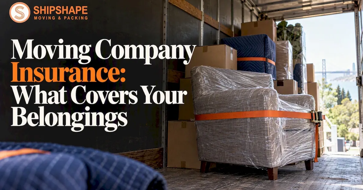 Wrapped furniture secured inside a moving truck