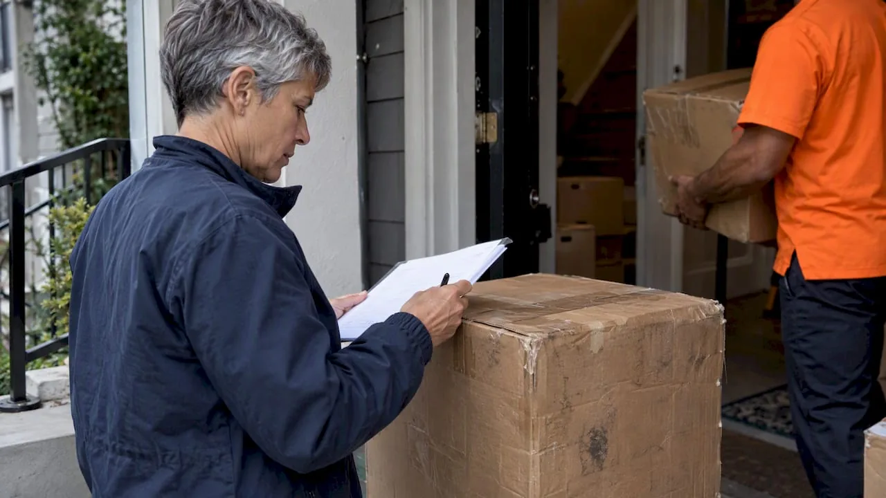 Homeowner checks an unloaded carton against inventory