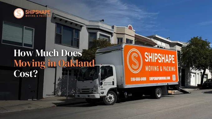 A ShipShape Moving box truck parked on a residential street