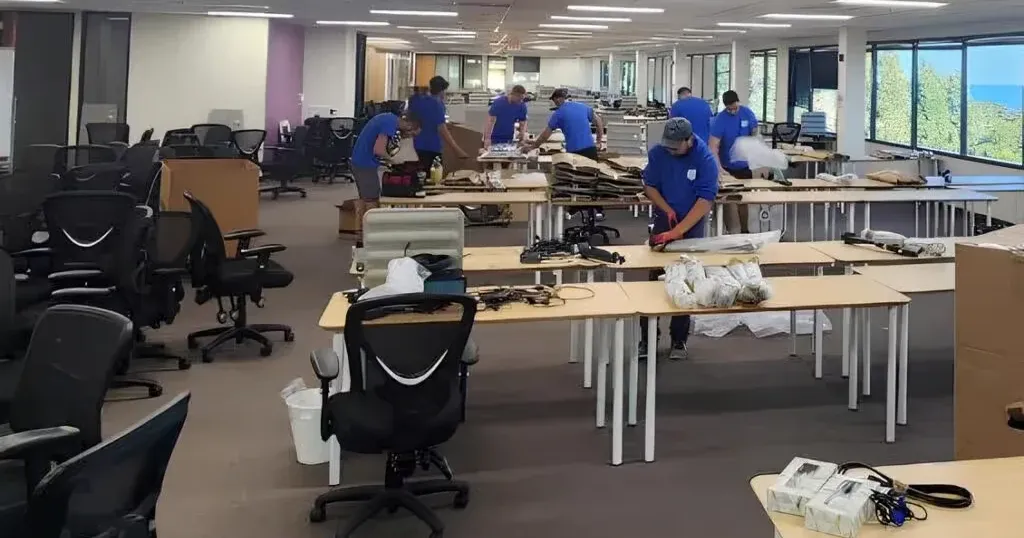 ShipShape movers working through an open-plan office during an office move