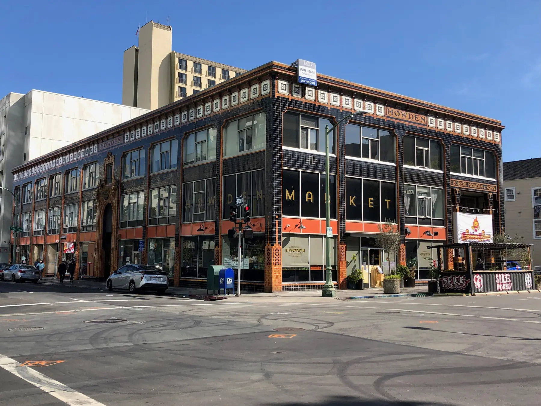 Historic commercial building facade in downtown Oakland, California