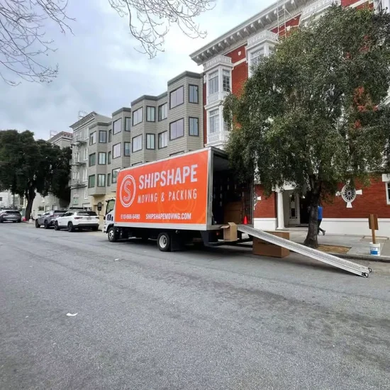 ShipShape truck with the loading ramp down on a San Francisco street